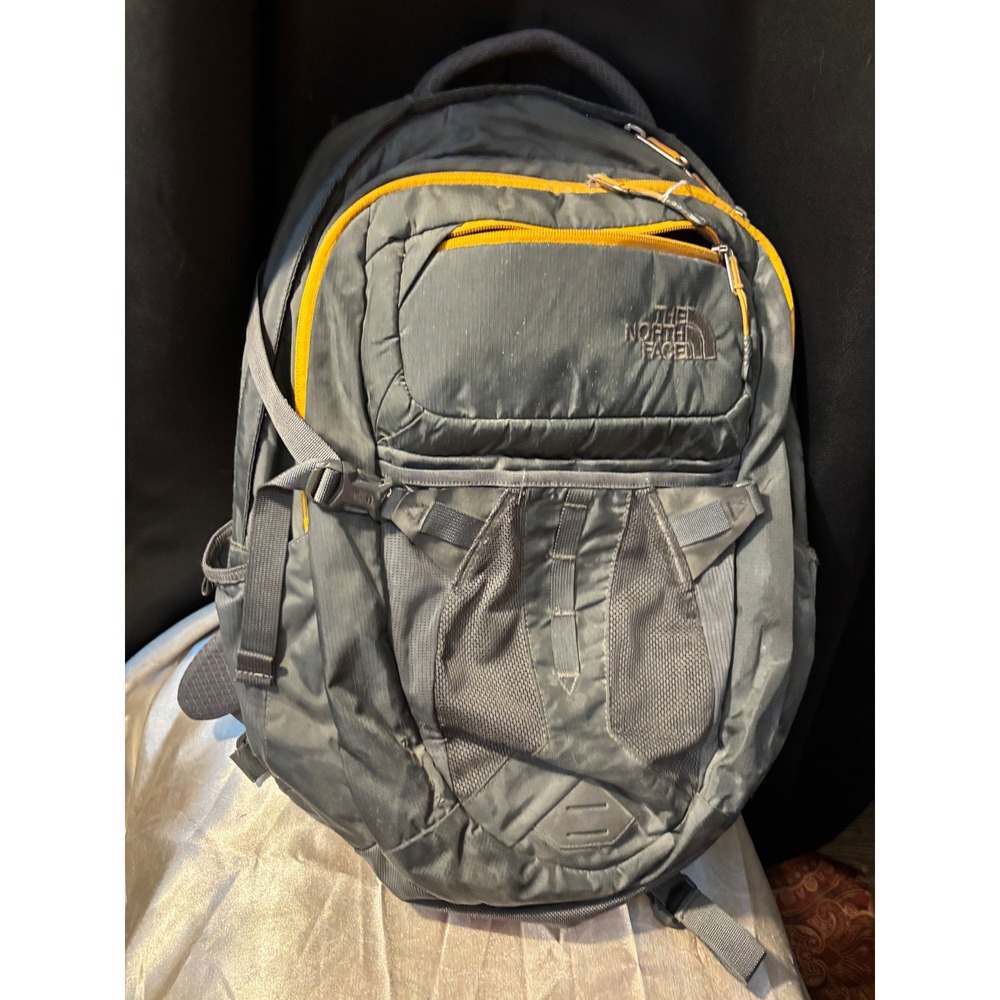 The North Face Recon Backpack Grey Yellow FlexVent Laptop Daypack Hiking Bag